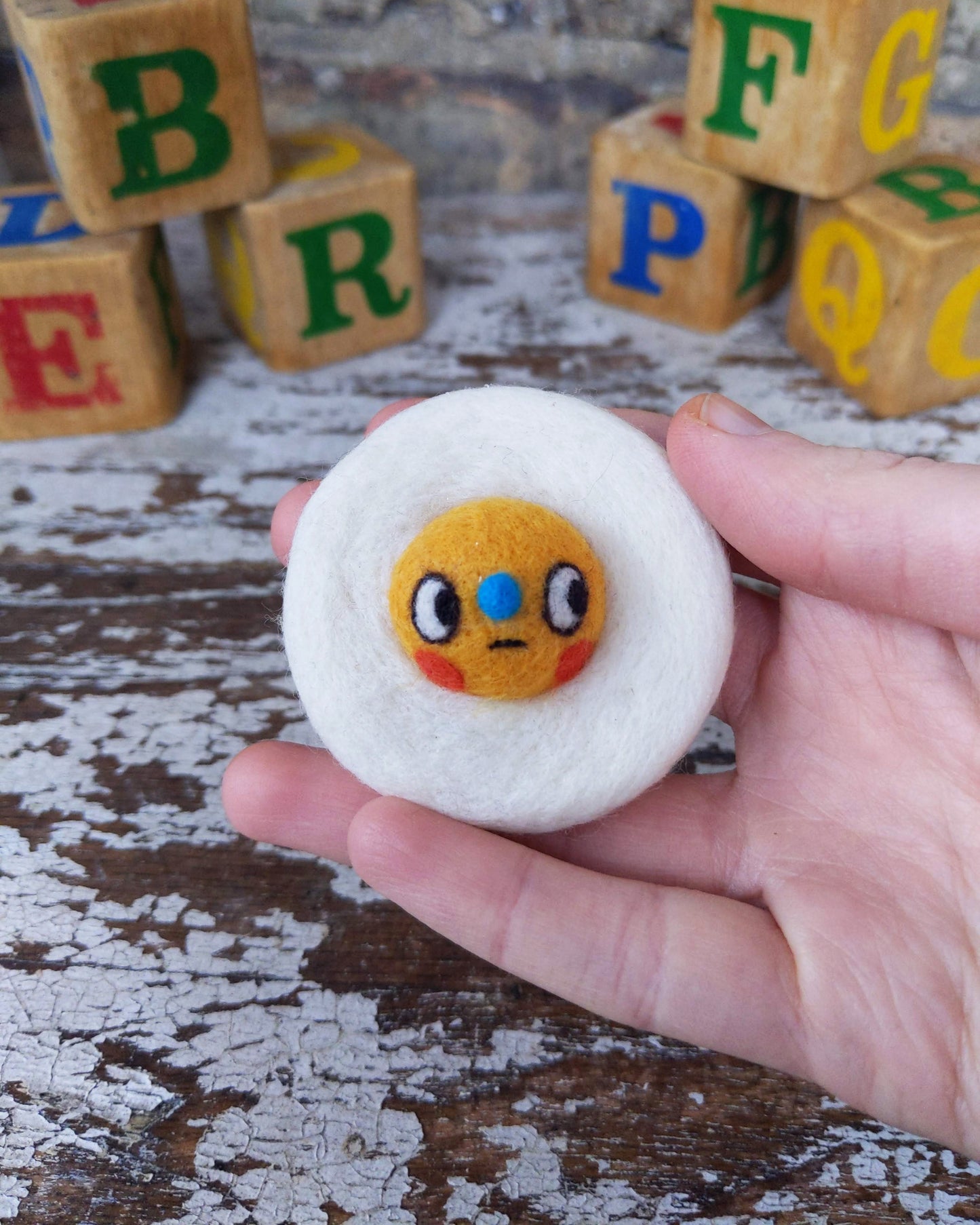 Egg Clown Brooch #6 [Needle felted, handmade, wearable fiber art]