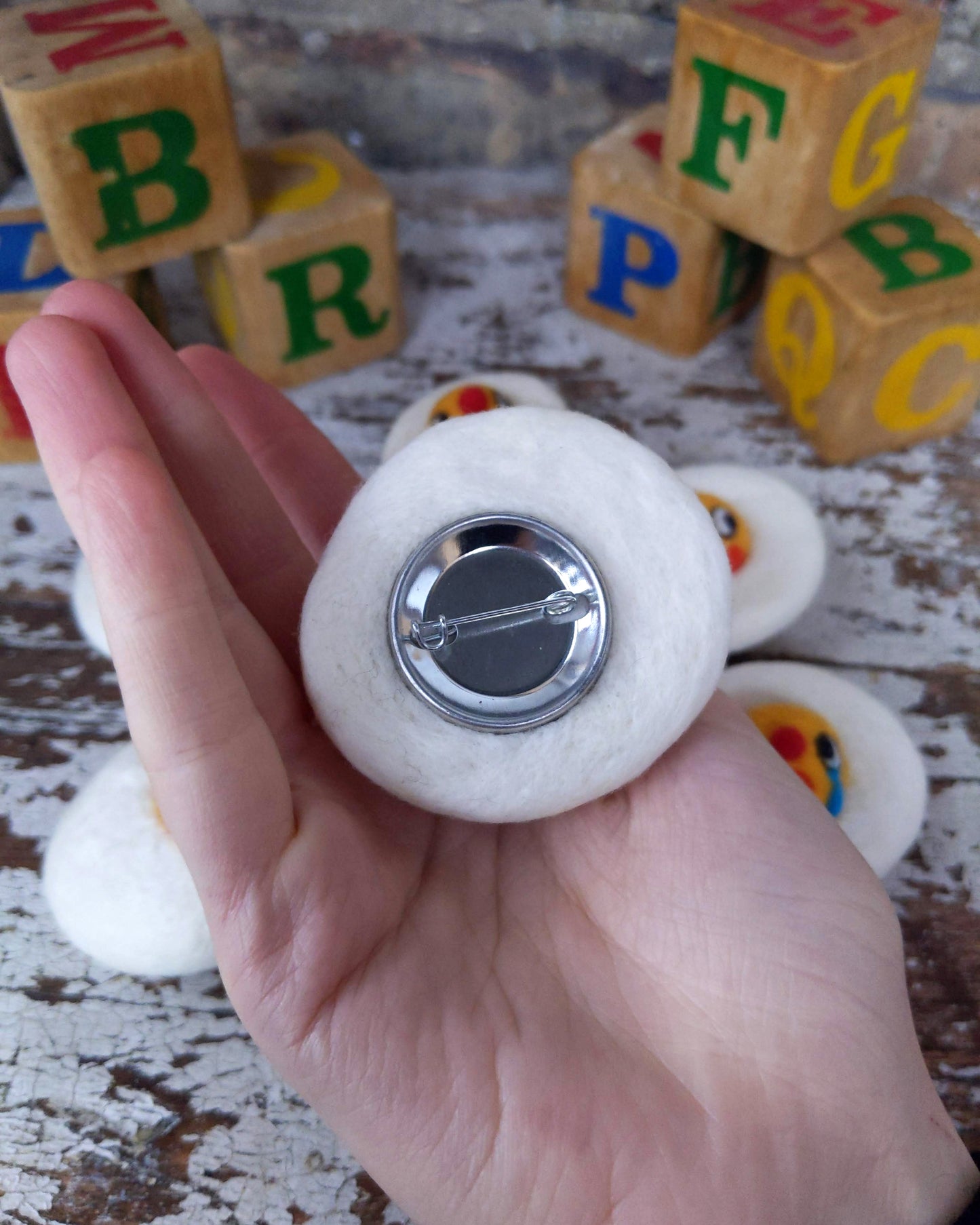 Egg Clown Brooch #9 [Needle felted, handmade, wearable fiber art]