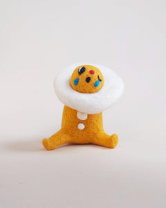 Egg Boy #37 [Needle Felted Wool, 2.5 inches tall, Sitting]