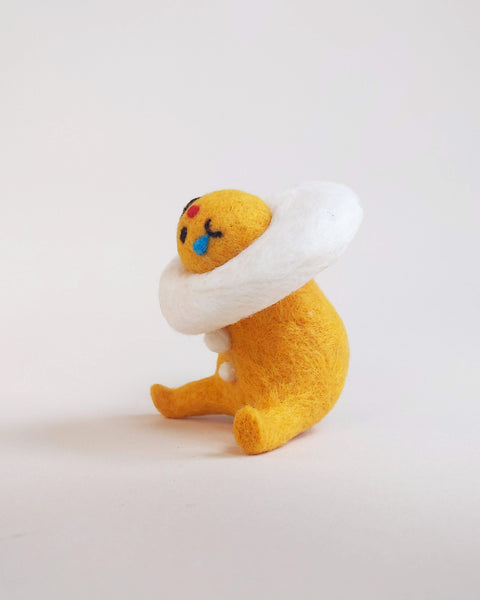 Egg Boy #37 [Needle Felted Wool, 2.5 inches tall, Sitting]