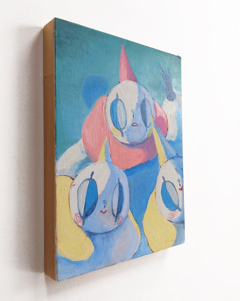 Painting #3: "Holsomclowns in the Eye of the Storm" 6 x 8 inches Oil on 3/4" Cradled Birch Panel