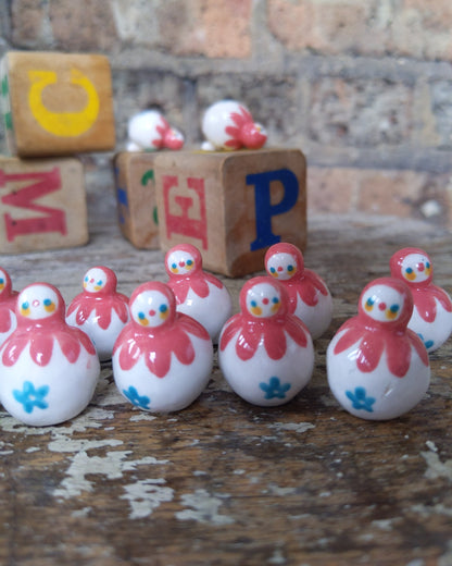 Birbauble Ceramic Art Toy [Pink + White Flower Seconds]