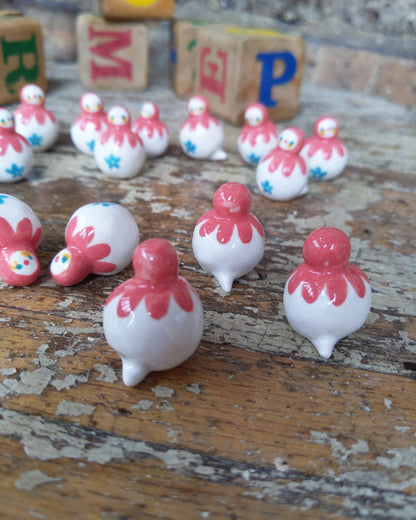 Birbauble Ceramic Art Toy [Pink + White Flower Seconds]