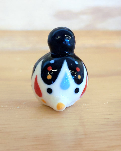 Birbauble Ceramic Art Toy [BB22.003 Royal Black Flower Birbauble]