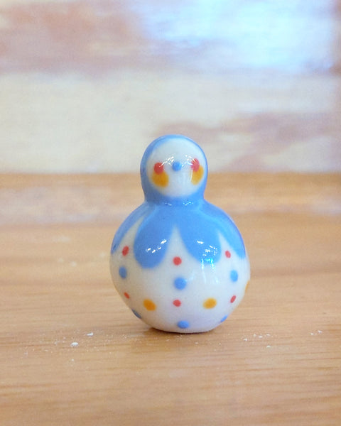 Birbauble Ceramic Art Toy Duo [BB22.004 Blue Flower Primary Polka with Pink Heart Butt]