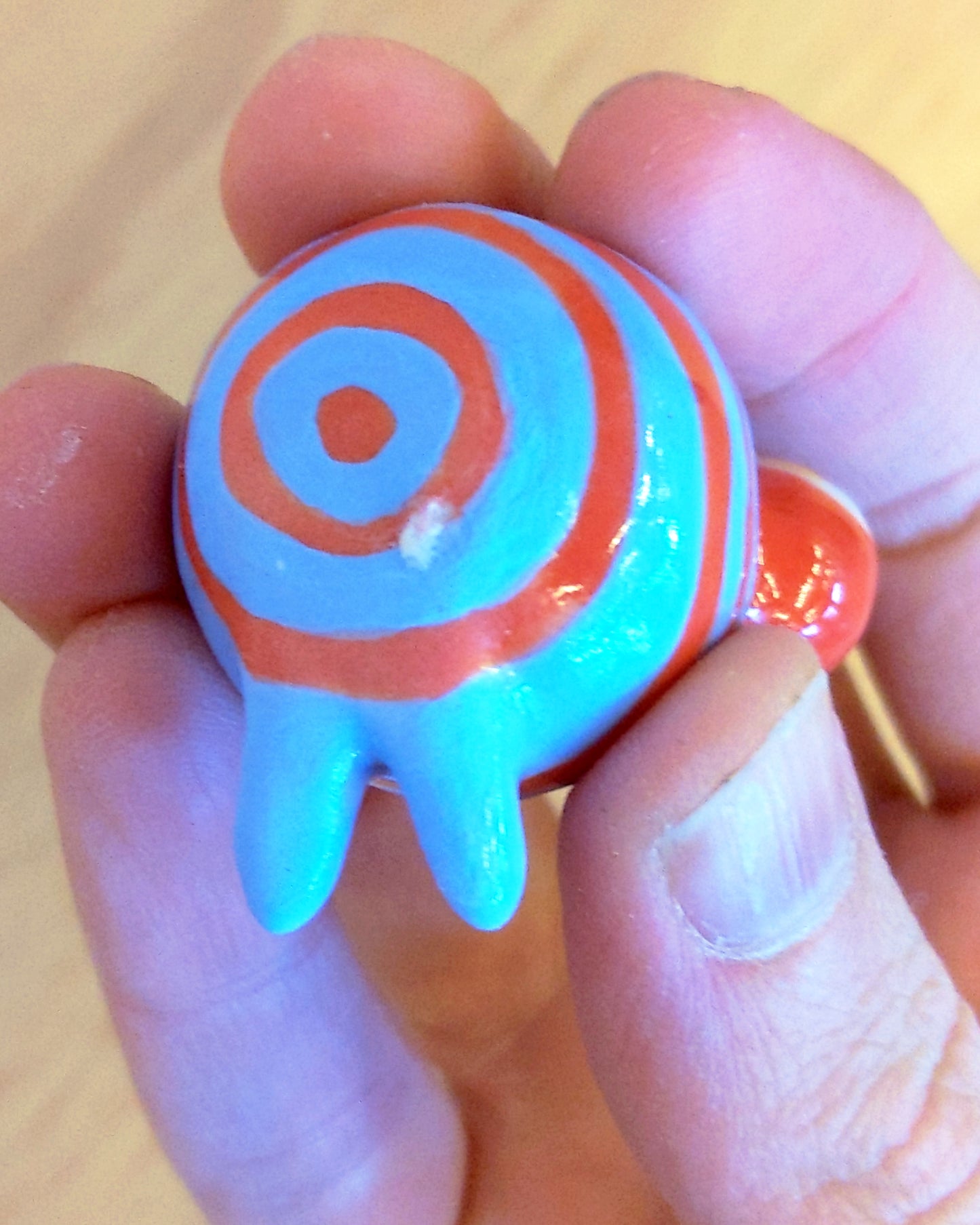 Birbauble Ceramic Art Toy [BB22.005 Second: Grapefruit and Sky Blue Stripe]