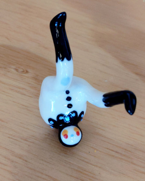 Tinybirdman Ceramic Art Toy [22.017: Black Lace, Body Diameter just under 1 inch]
