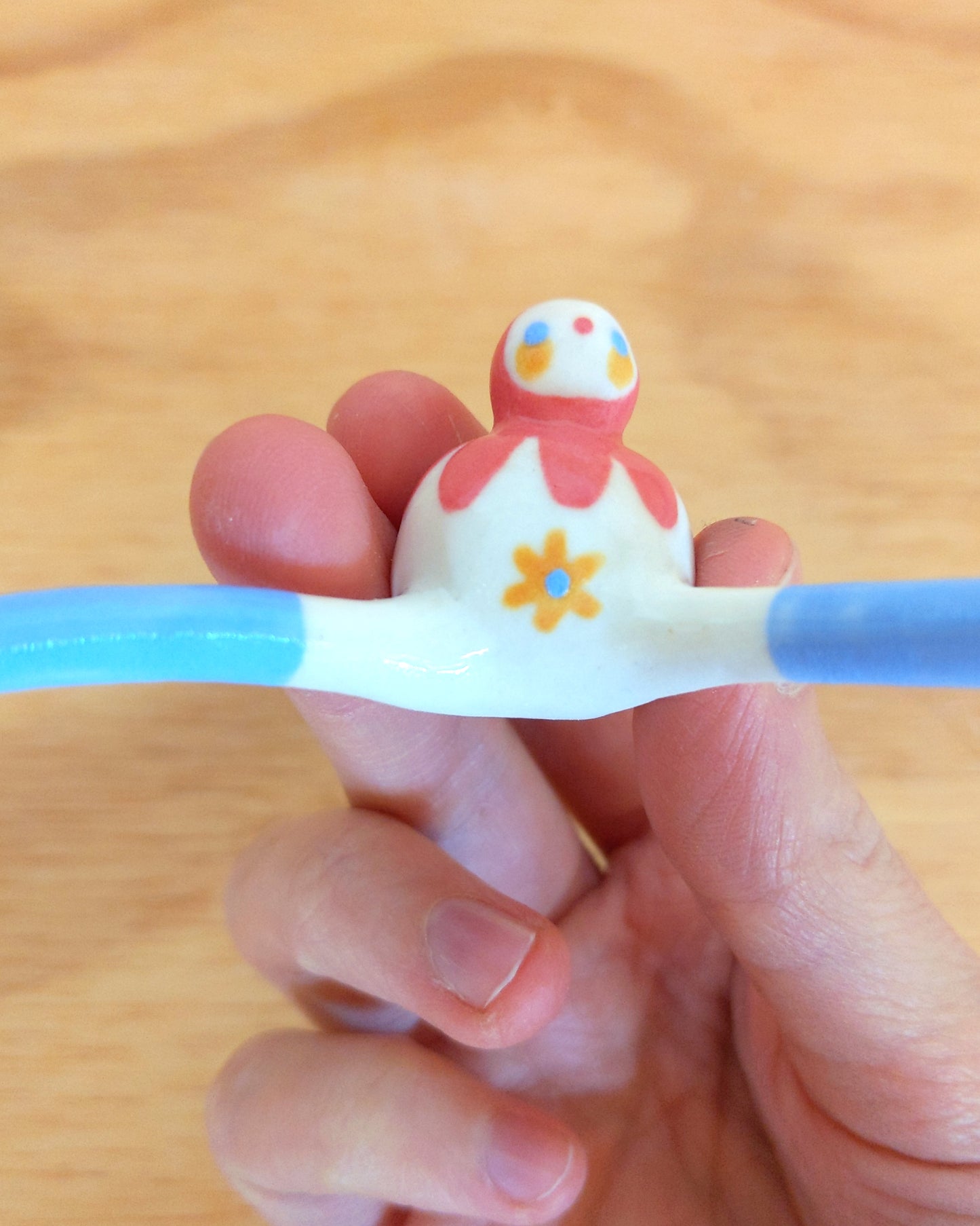 Tinybirdman Ceramic Art Toy [22.022: Pink Grapefruit Flower]