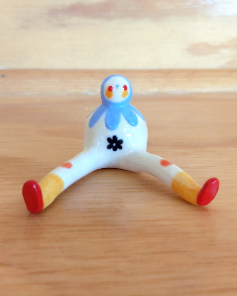 Tinybirdman Ceramic Art Toy [22.024 to 22.027: Blue Flower, Batch of 4]