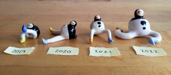 Tinybirdman Ceramic Art Toy [22.033->22.041: Body Diameter slightly under 1 inch, Batch of Nine]