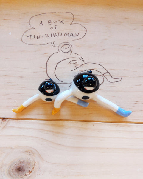 Tinybirdman Ceramic Art Toy Duo [22.061 and 22.062: Classic Black, Set of Two in Incremental Size]