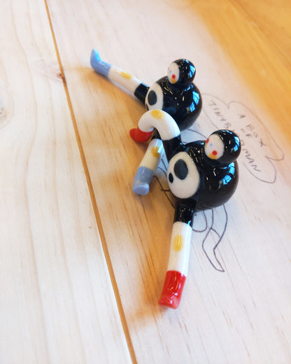 Tinybirdman Ceramic Art Toy [22.055 + 22.056: Classic Black Trousers with Yellow Knees]