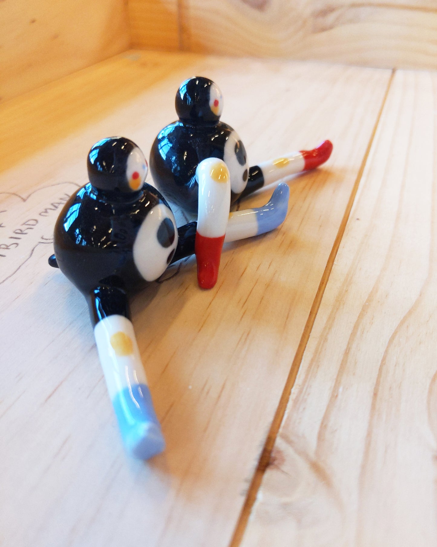 Tinybirdman Ceramic Art Toy [22.055 + 22.056: Classic Black Trousers with Yellow Knees]