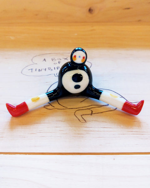 Tinybirdman Ceramic Art Toy [22.065: Classic Black Trousers with Red Boots]