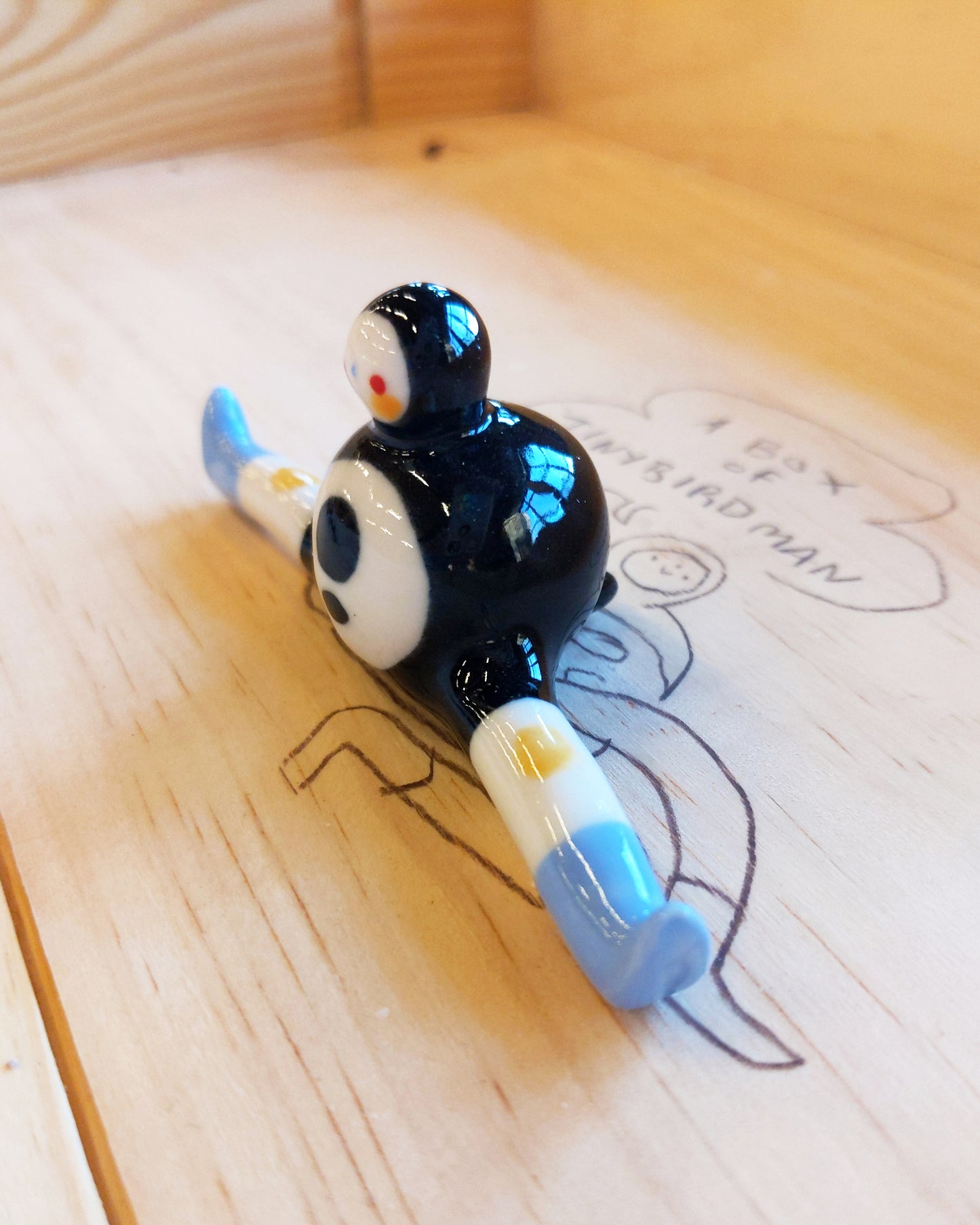 Tinybirdman Ceramic Art Toy [22.066: Classic Black Trousers with Blue Boots]