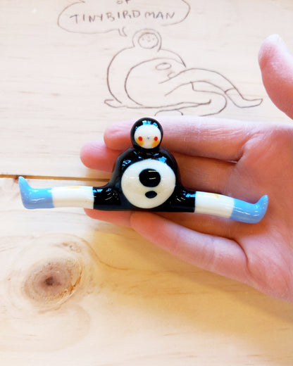 Tinybirdman Ceramic Art Toy [22.066: Classic Black Trousers with Blue Boots]