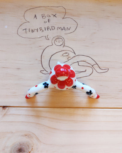 Tinybirdman Ceramic Art Toy [22.064: Red Flower Matryoshka with Falling Petal]