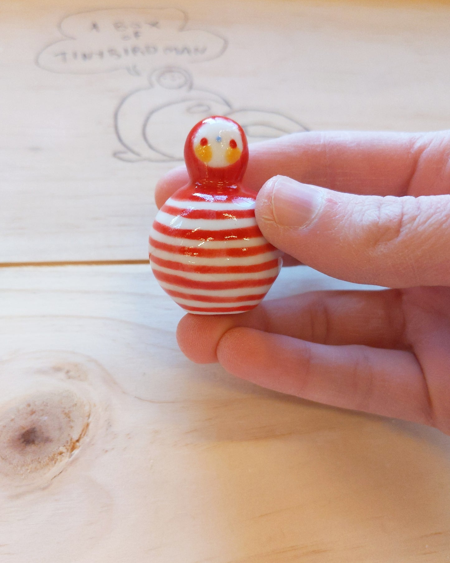 Birbauble Ceramic Art Toy [BB22.016: Red Stripes]