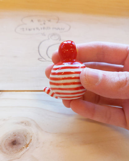 Birbauble Ceramic Art Toy [BB22.016: Red Stripes]