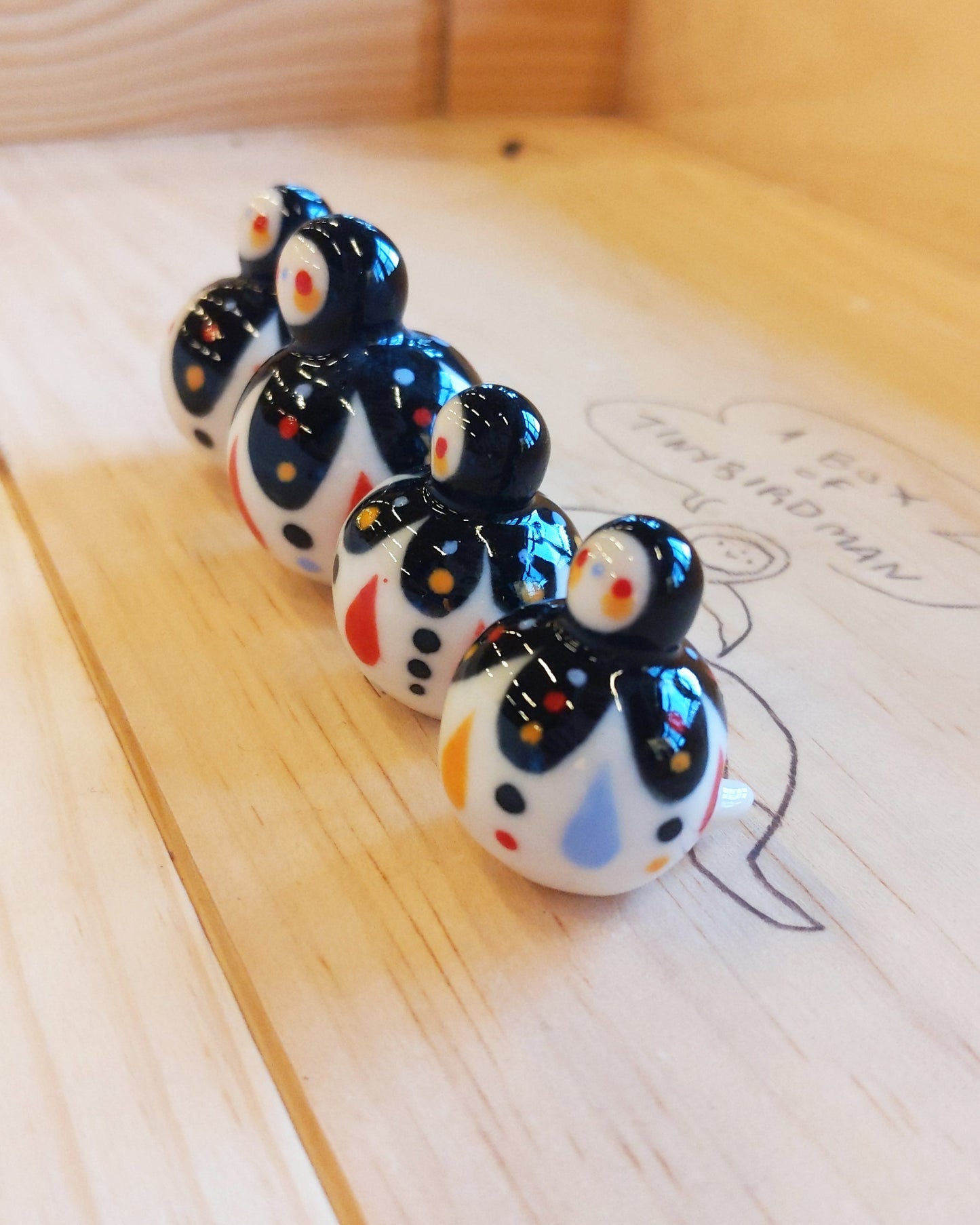 Birbauble Ceramic Art Toy [BB22.020: Royal Black Butterfly with Red Drops]