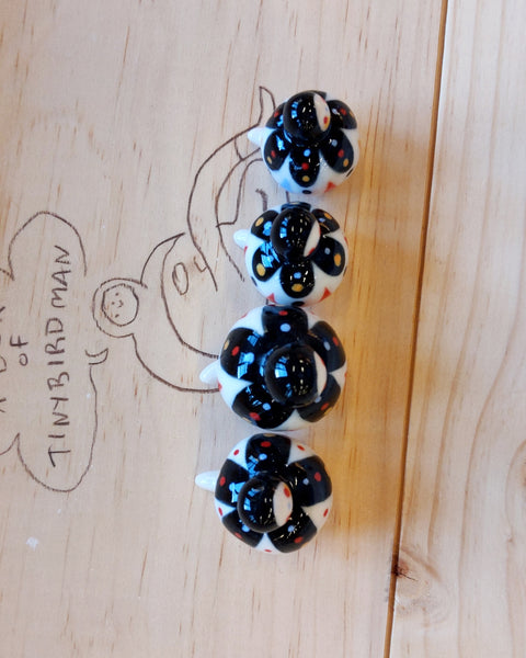 Birbauble Ceramic Art Toy [BB22.018: Royal Black Butterfly with Blue Drops]