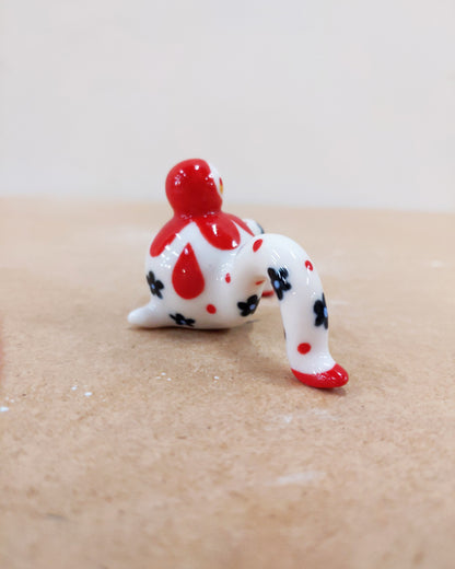 Tinybirdman Ceramic Art Toy [22.064: Red Flower Matryoshka with Falling Petal]