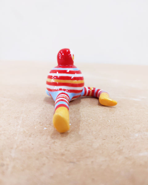 Tinybirdman Ceramic Art Toy [22.063: Stripey with Yellow Boots]