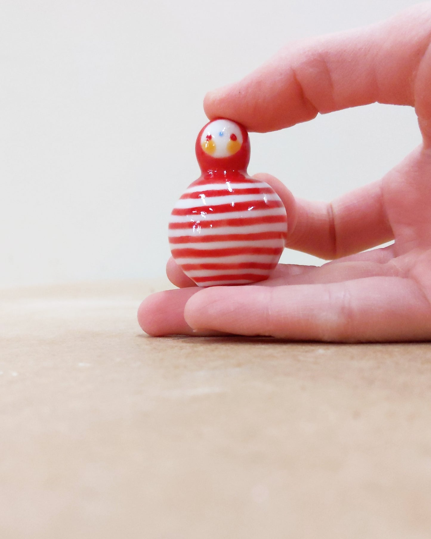 Birbauble Ceramic Art Toy [BB22.016: Red Stripes]