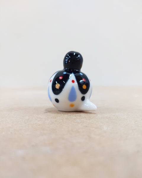 Birbauble Ceramic Art Toy [BB22.018: Royal Black Butterfly with Blue Drops]