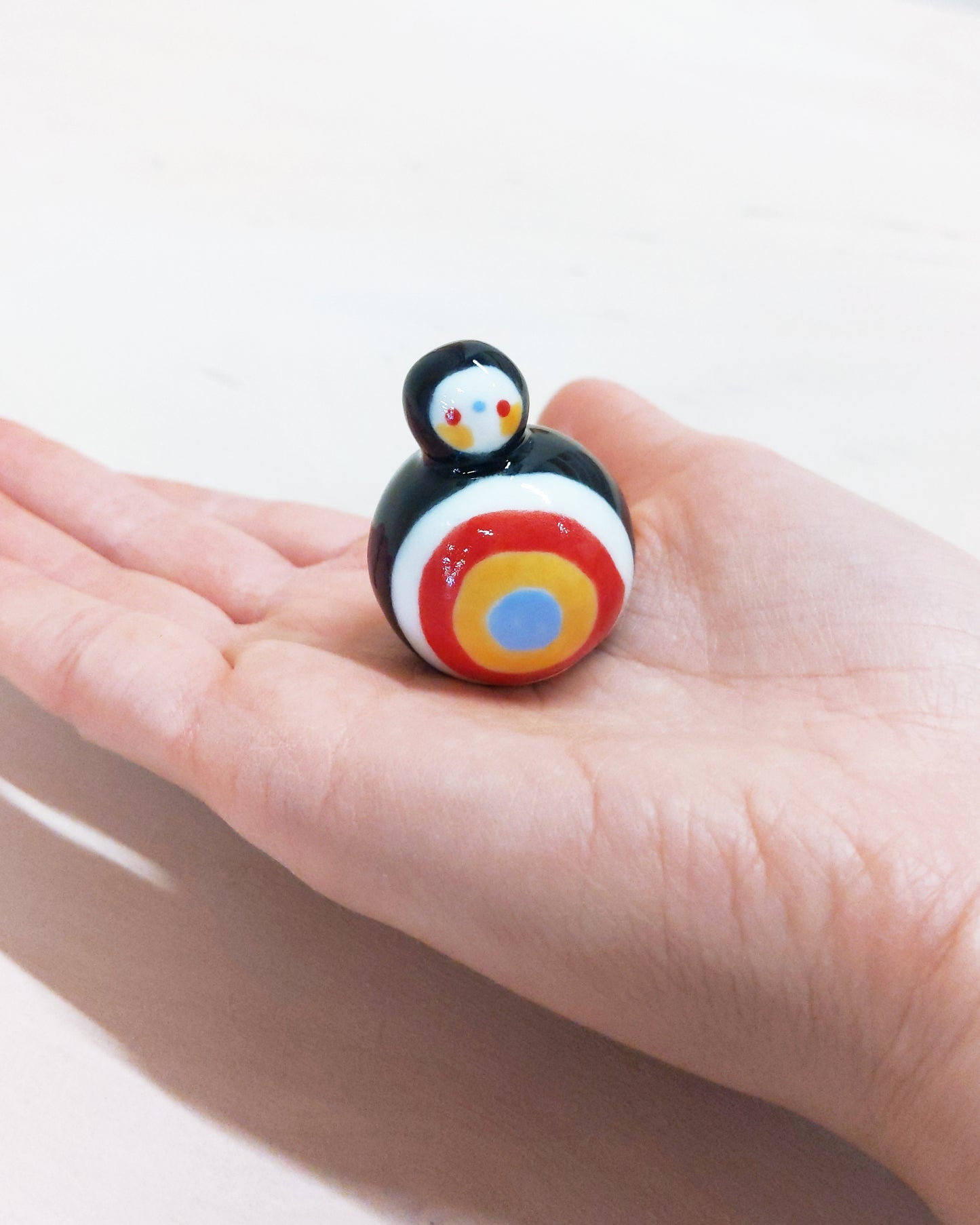Birbauble Ceramic Art Toy [BB22.023: Double-sided Primary Buckeye]