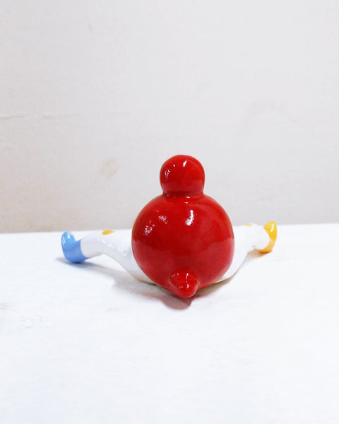 Tinybirdman Ceramic Art Toy [22.084 Large Red Classic with Yellow Knees]