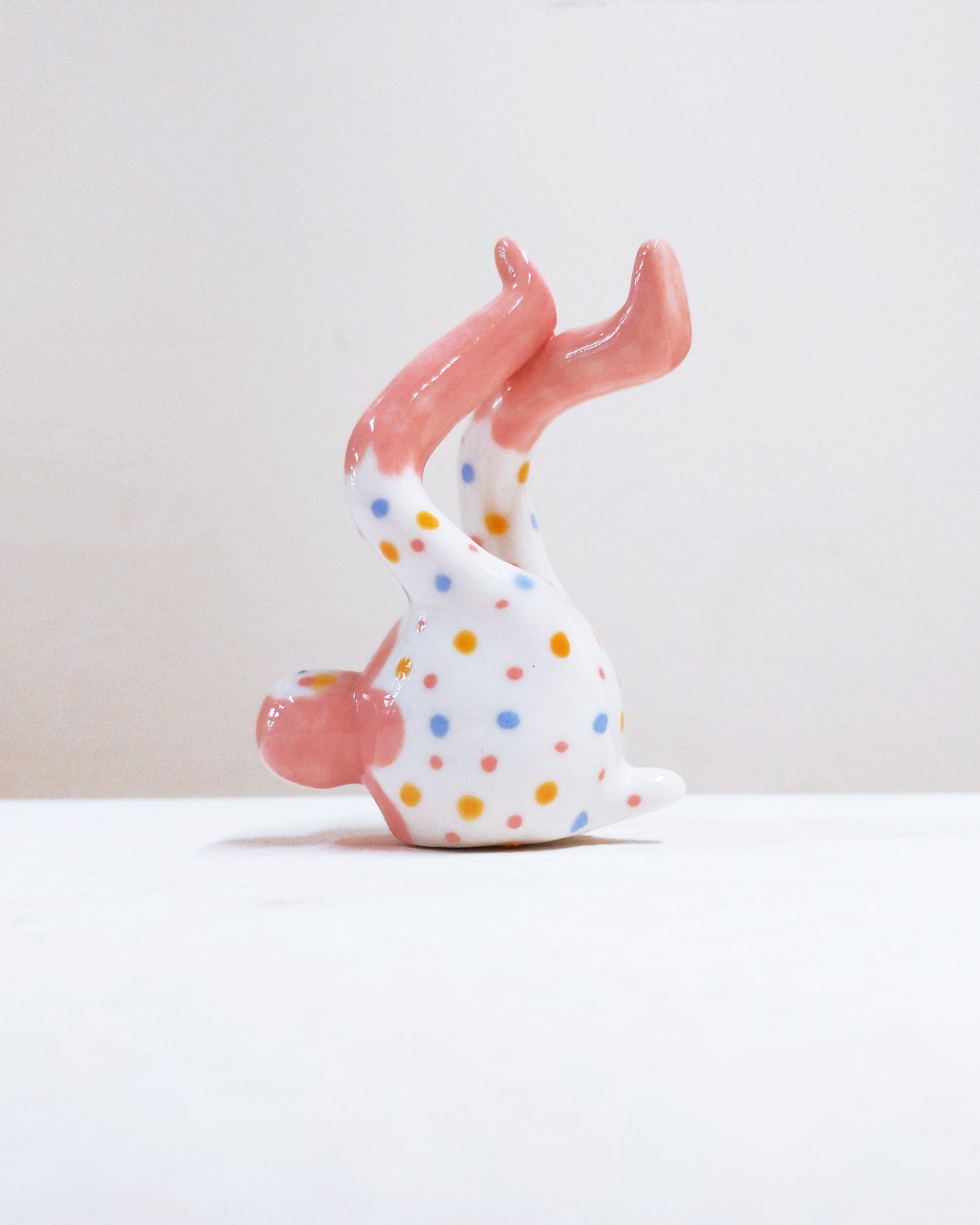 Tinybirdman Ceramic Art Toy [22.087: Pink Flower Polka Dot SECOND]