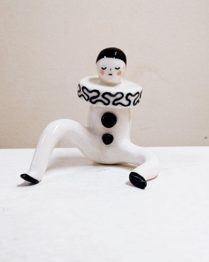 Pierrot Ceramic Art Toy [22.075: Prototype: Closed eyes, Minor scuffing on base of slippers]