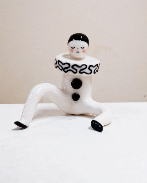 Pierrot Ceramic Art Toy [22.075: Prototype: Closed eyes, Minor scuffing on base of slippers]