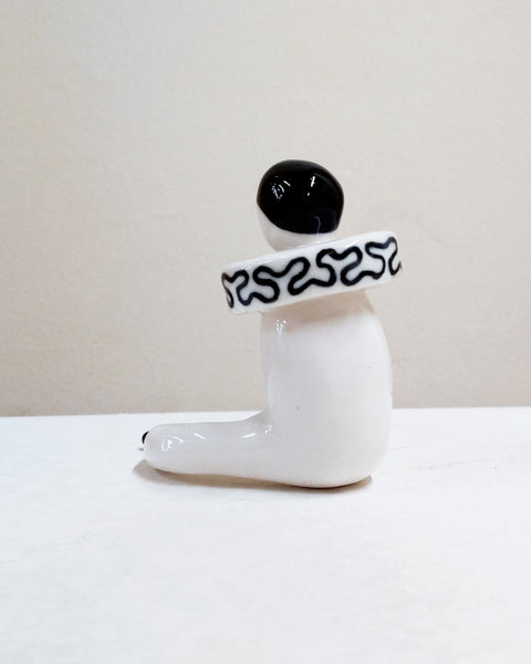 Pierrot Ceramic Art Toy [22.075: Prototype: Closed eyes, Minor scuffing on base of slippers]