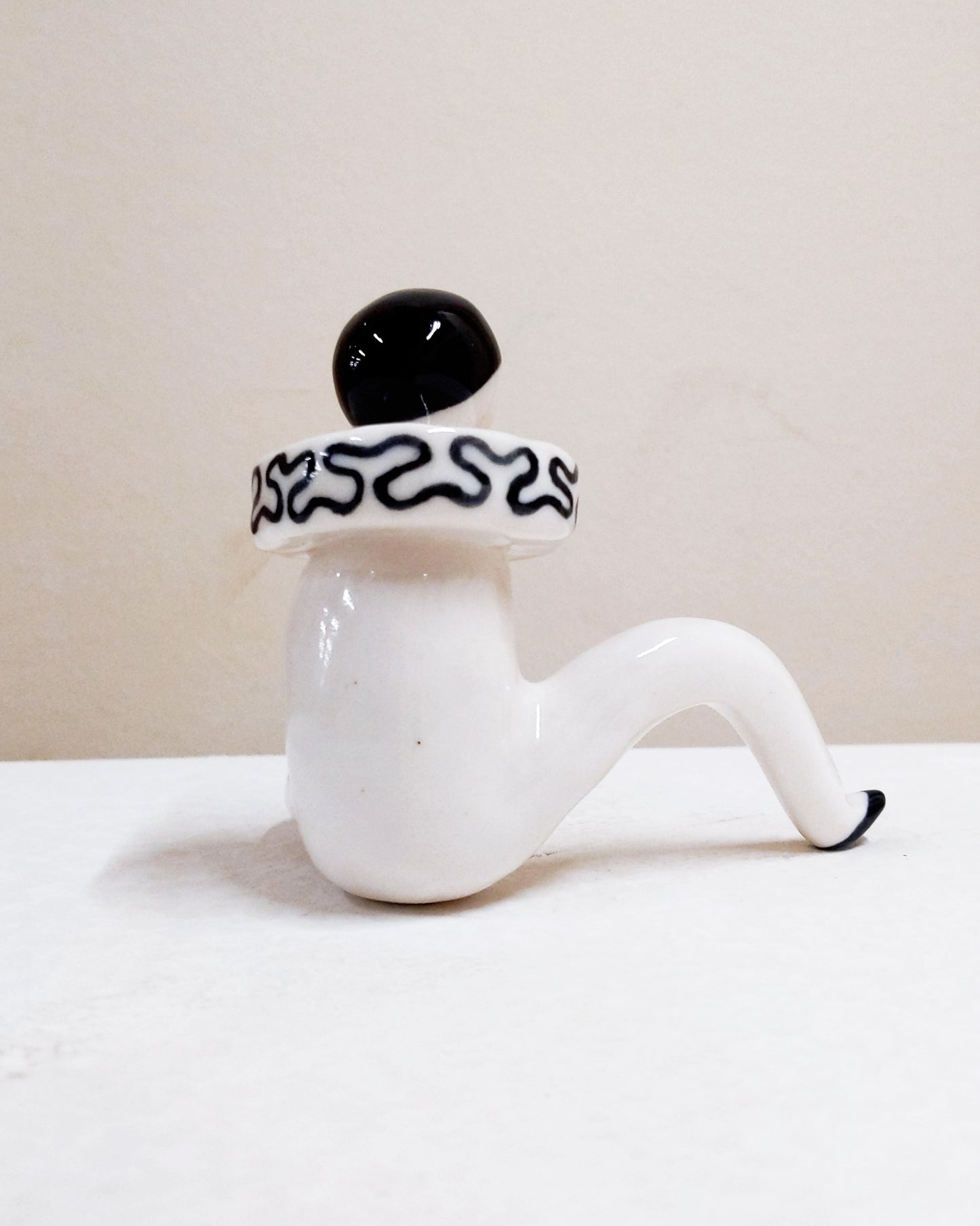 Pierrot Ceramic Art Toy [22.075: Prototype: Closed eyes, Minor scuffing on base of slippers]