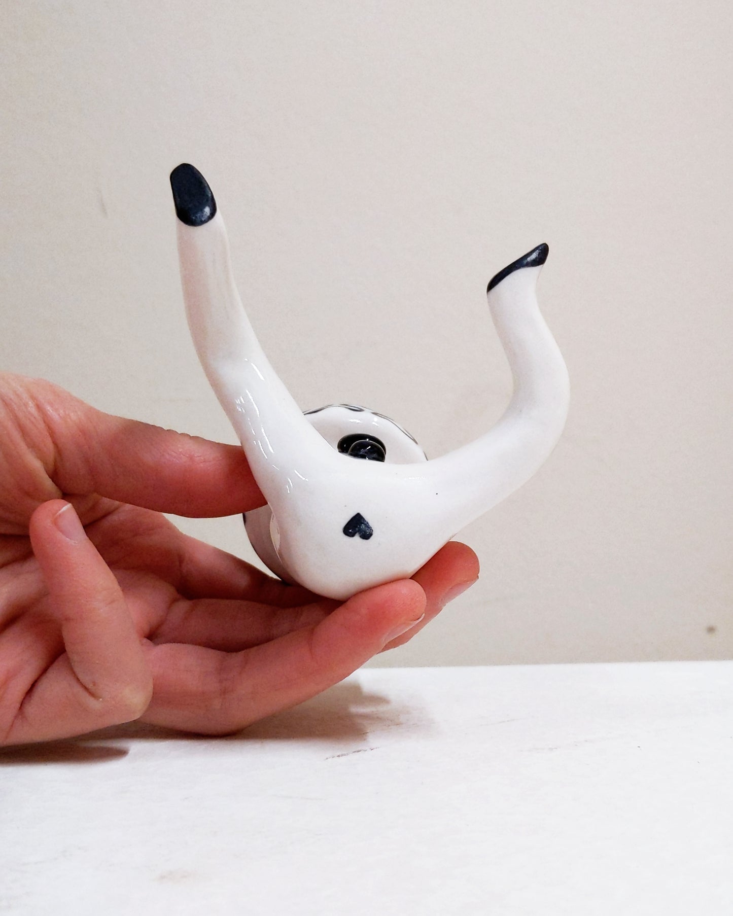 Pierrot Ceramic Art Toy [22.075: Prototype: Closed eyes, Minor scuffing on base of slippers]