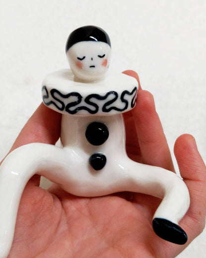 Pierrot Ceramic Art Toy [22.075: Prototype: Closed eyes, Minor scuffing on base of slippers]