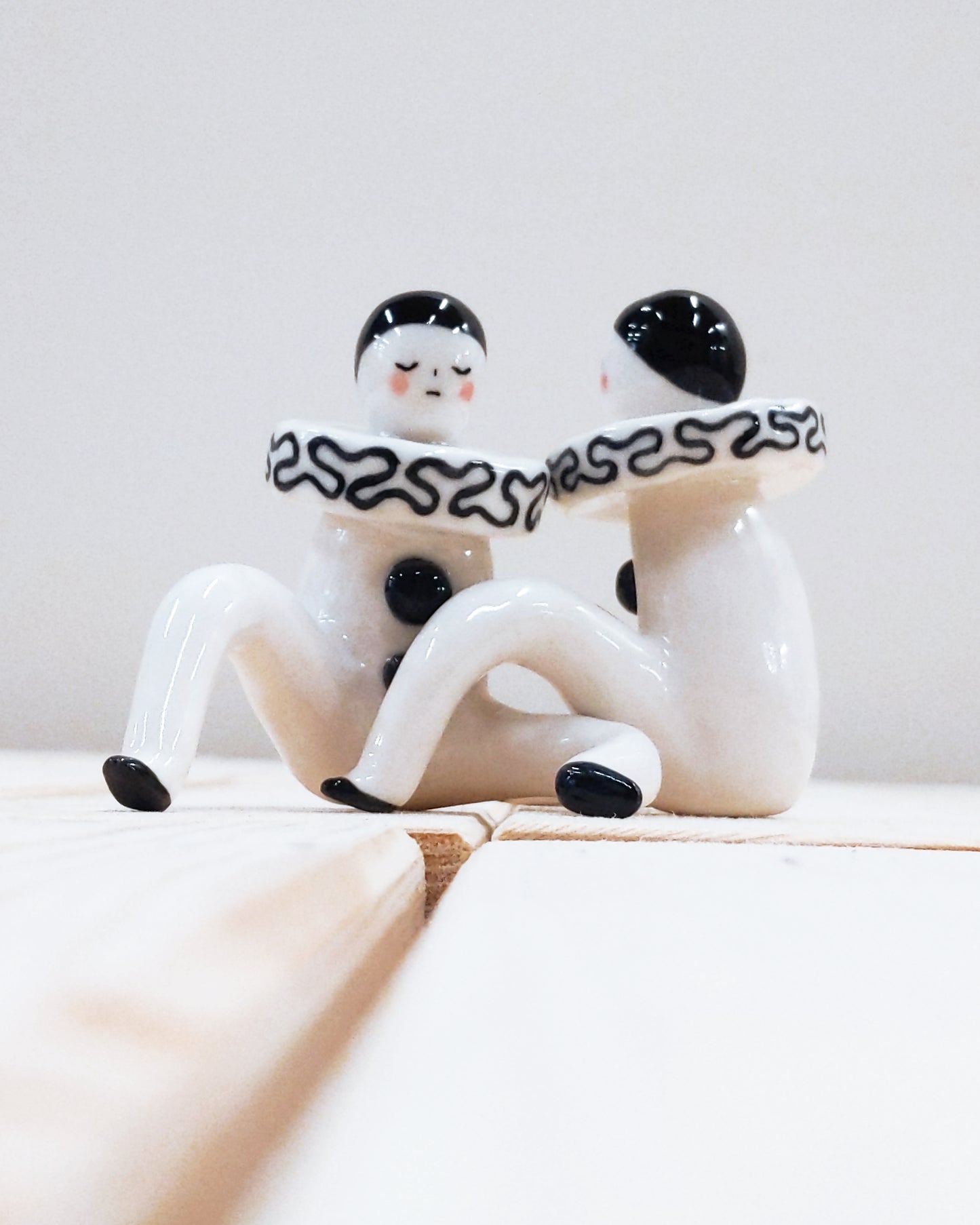 Pierrot Ceramic Art Toy [22.075: Prototype: Closed eyes, Minor scuffing on base of slippers]