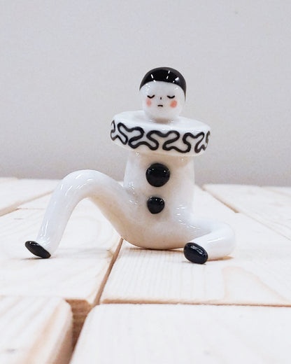 Pierrot Ceramic Art Toy [22.075: Prototype: Closed eyes, Minor scuffing on base of slippers]