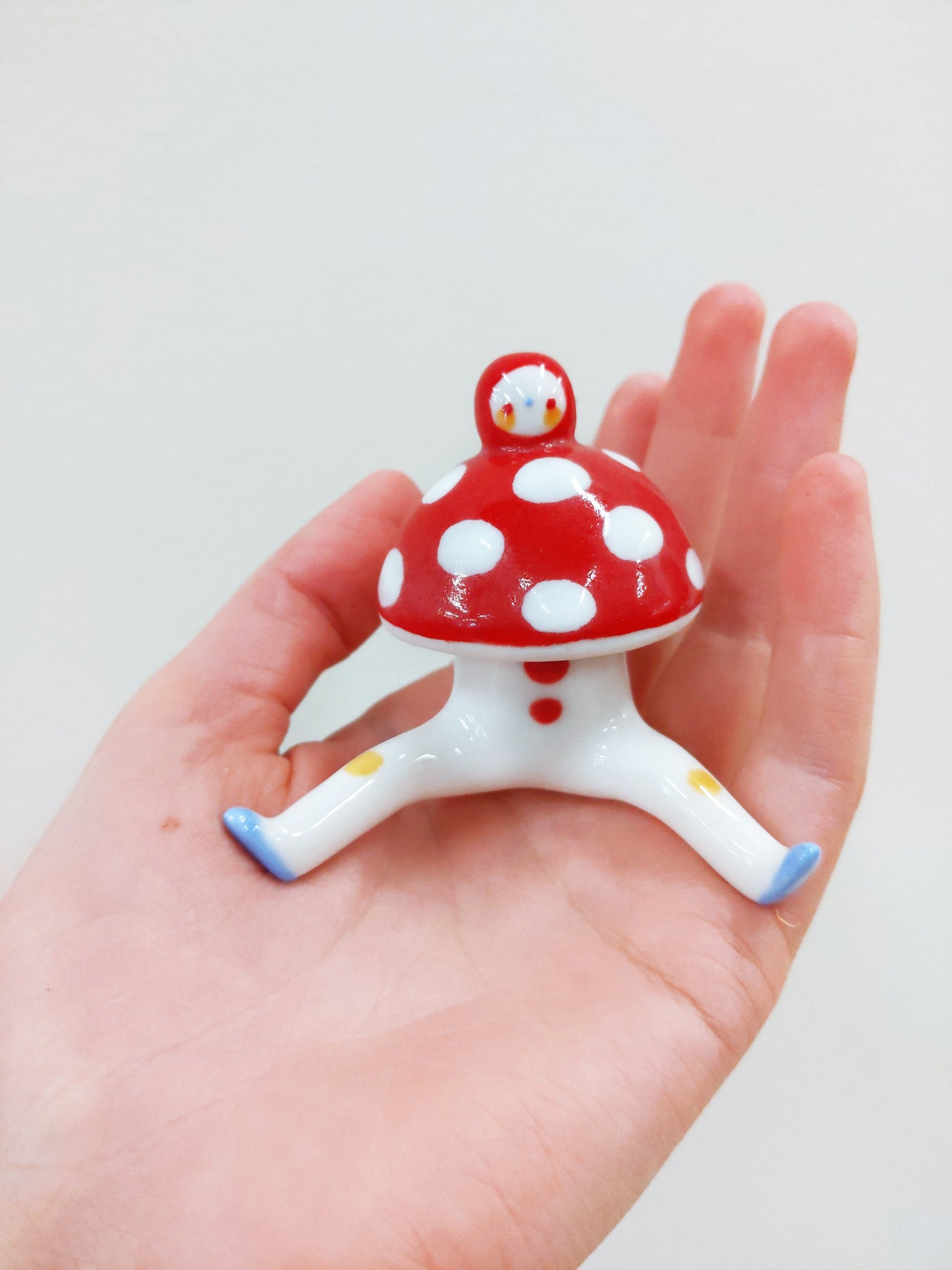 goatPIERROT Ceramic Art Toy [23.023: Mushroombirdman with Removable Top]