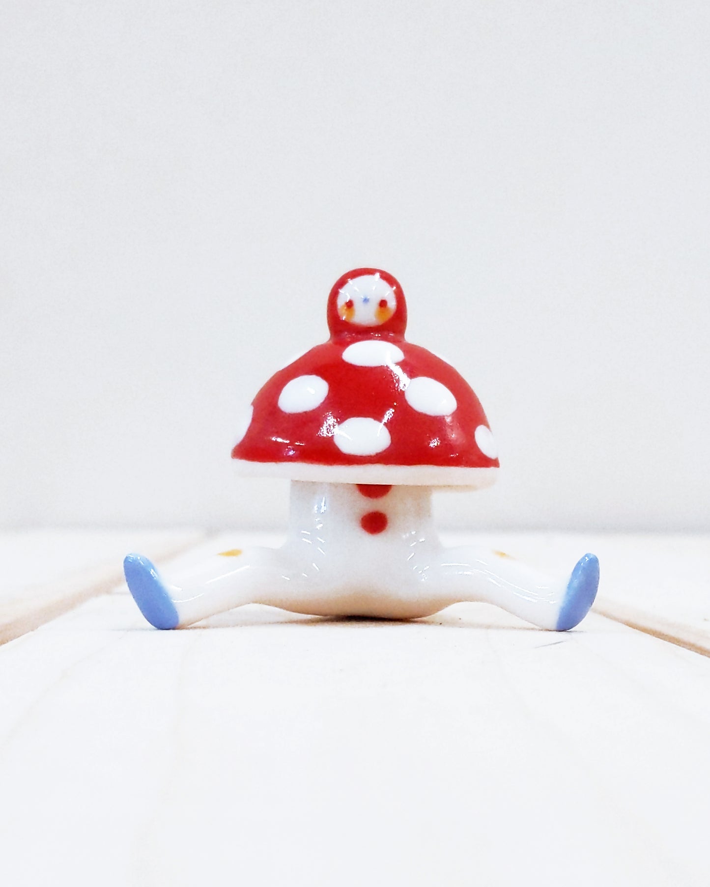 goatPIERROT Ceramic Art Toy [23.023: Mushroombirdman with Removable Top]