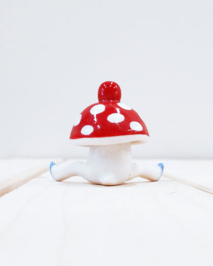 goatPIERROT Ceramic Art Toy [23.023: Mushroombirdman with Removable Top]