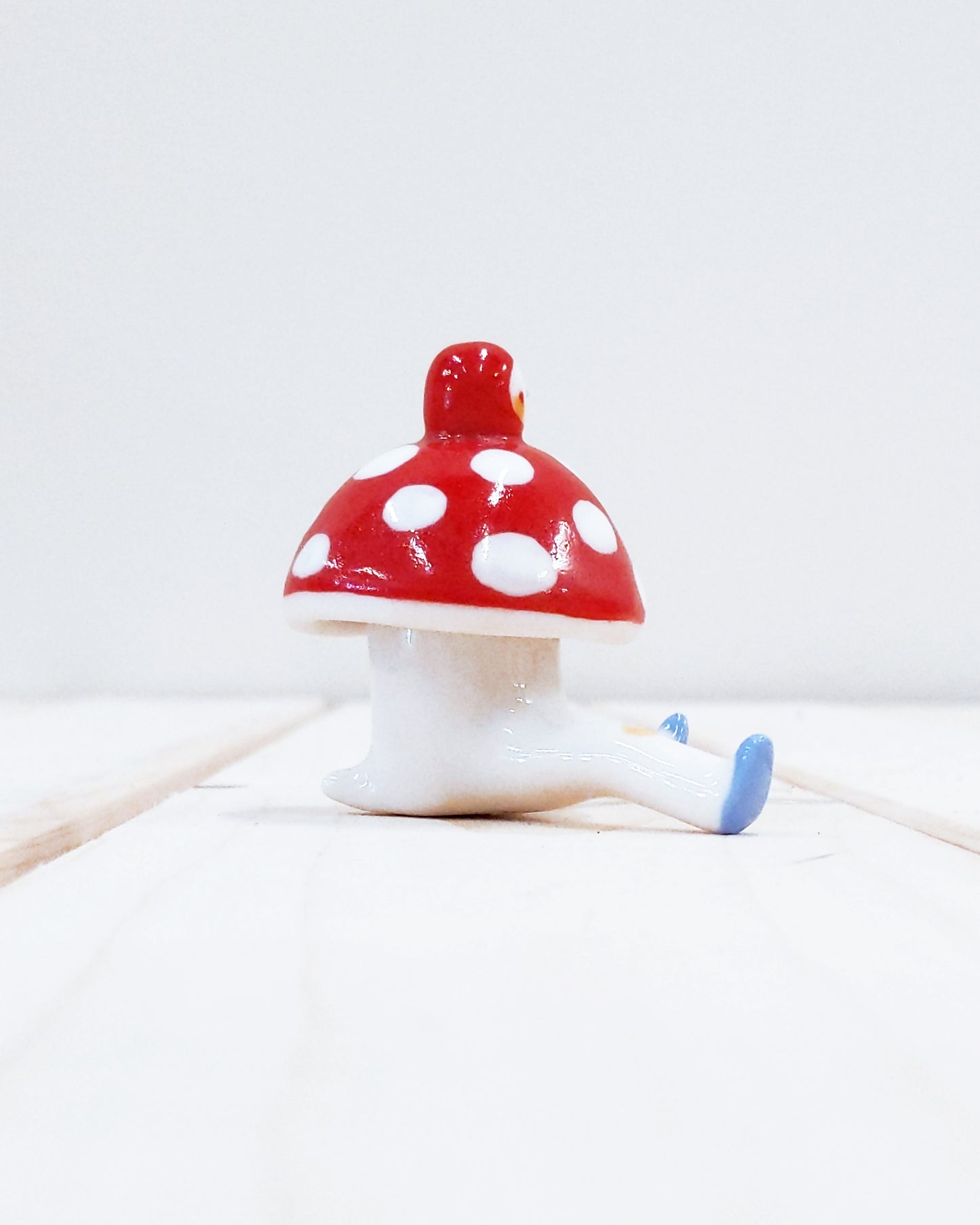 goatPIERROT Ceramic Art Toy [23.023: Mushroombirdman with Removable Top]