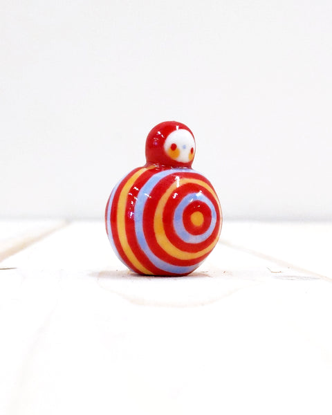 Birbauble Ceramic Art Toy [BB23.020: Gum Stripe Hypnotic, 1.25" Body Diameter]