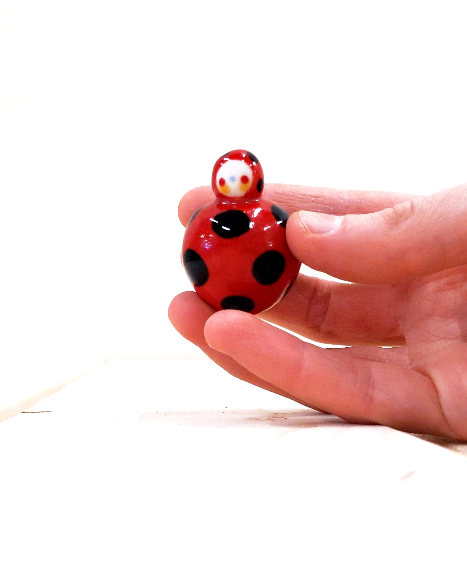 Birbauble Ceramic Art Toy [BB23.013: Ladybug, 1.15" Body Diameter]