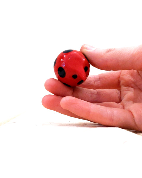Birbauble Ceramic Art Toy [BB23.013: Ladybug, 1.15" Body Diameter]
