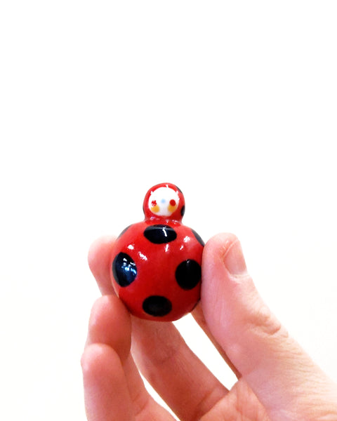 Birbauble Ceramic Art Toy [BB23.013: Ladybug, 1.15" Body Diameter]