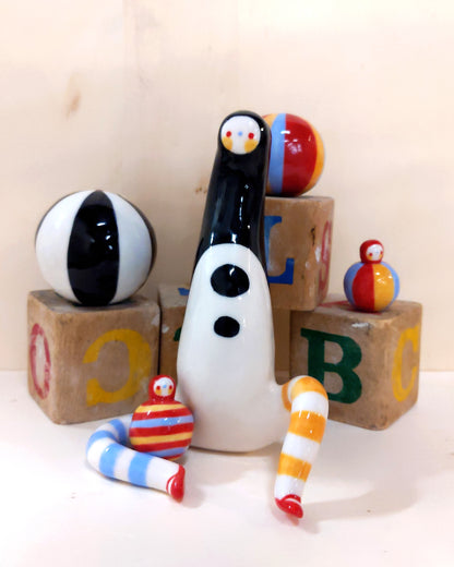 goatPIERROT Ceramic Art Toy [23.001: Largest Longestbirdman with Socks]
