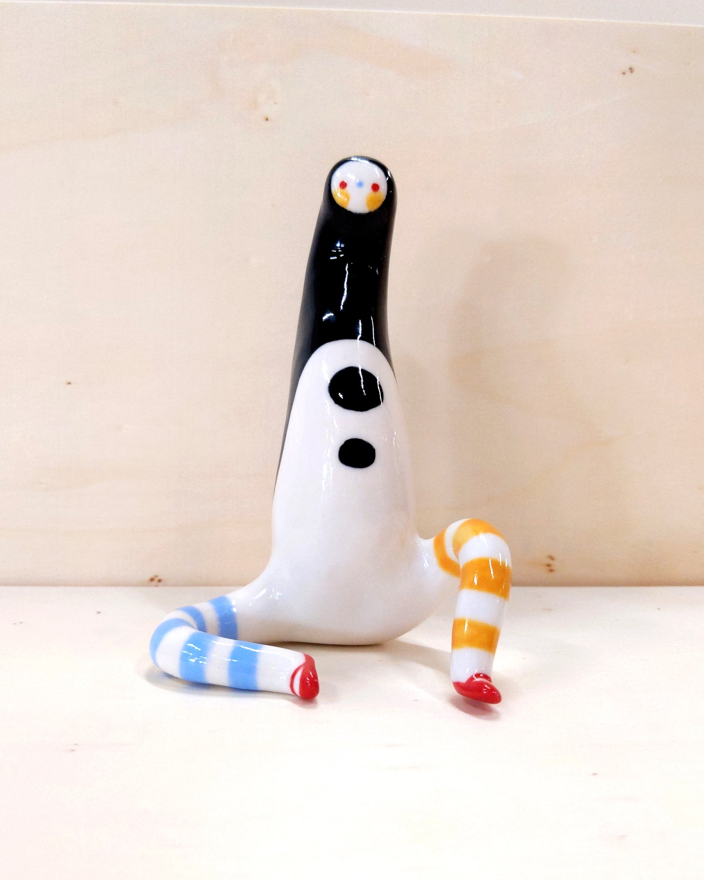 goatPIERROT Ceramic Art Toy [23.001: Largest Longestbirdman with Socks]